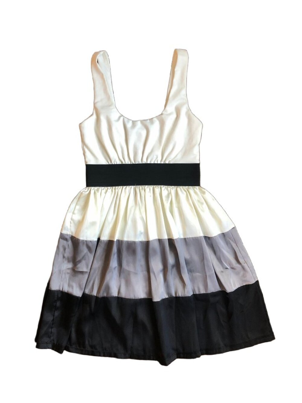Moonlight Metallic Shiny Stripe Empire Waist Fit & Flare Cocktail Dress